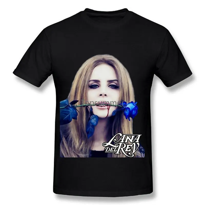 

Funny T Shirt Designs Novelty Men'S Lectro Lana Del Rey Pretty Model Blue Rose Cotton T-Shirt Crew Neck Short-Sleeve Mens Tees