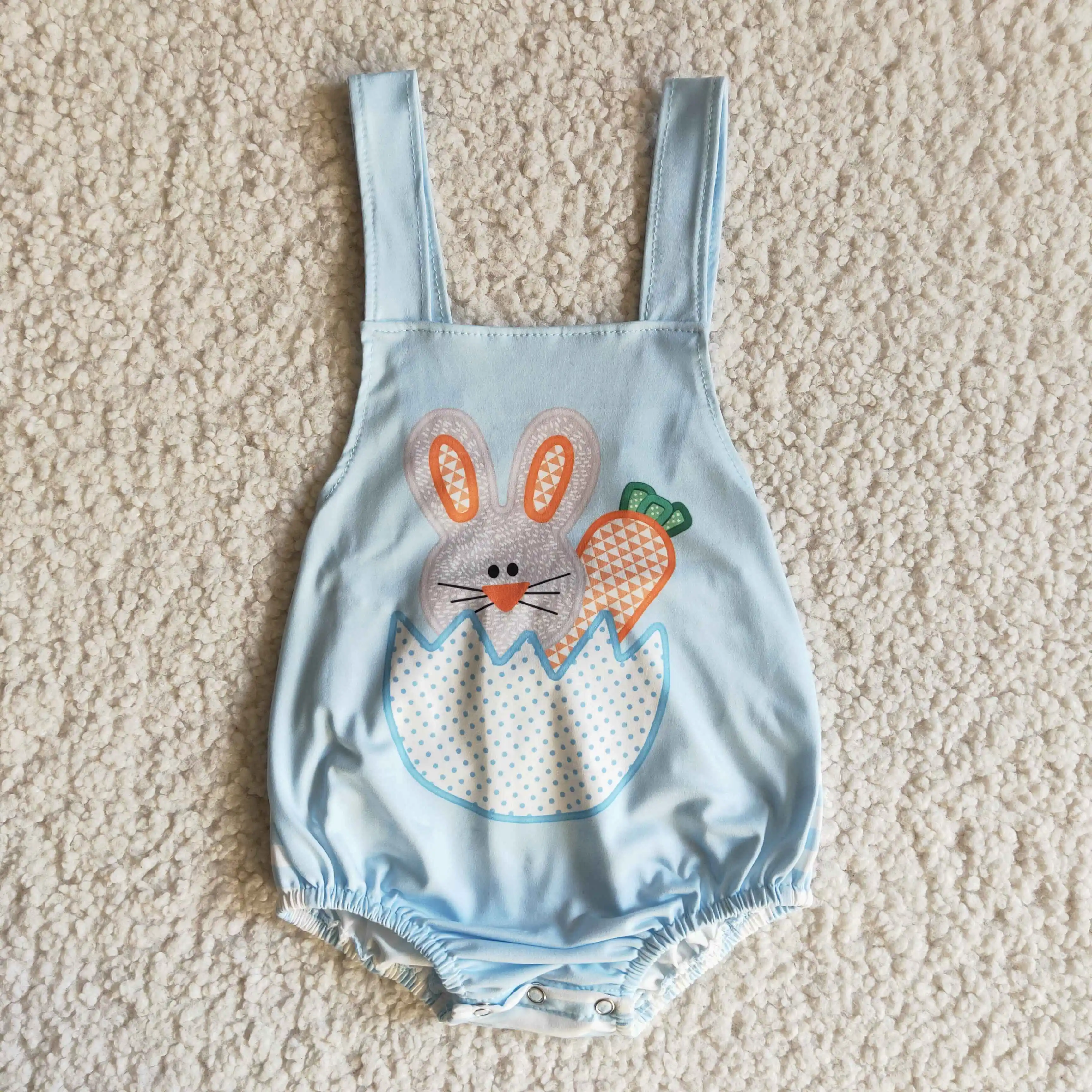

Infants Boy Sleeveless Romper With Bunny Pattern Kid Blue Stripes Jumpsuit
