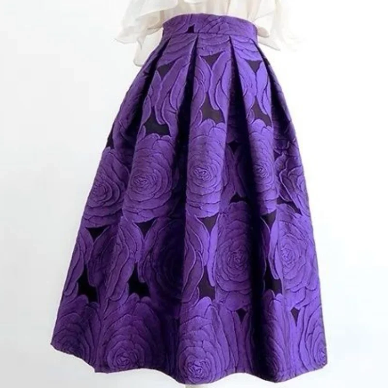 Matakawa вышитые цветочные Faldas Mujer фиолетовые трапециевидные винтажные летние