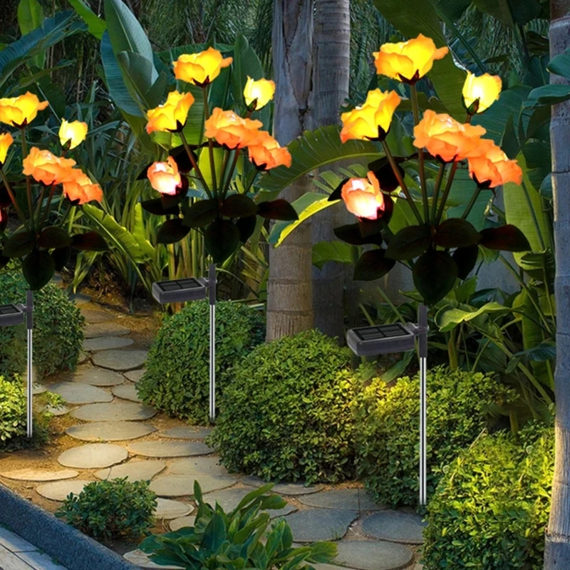 

Solar Garden Lights Rose Flower Shape Garden Light In-Ground Rose Flower Lights