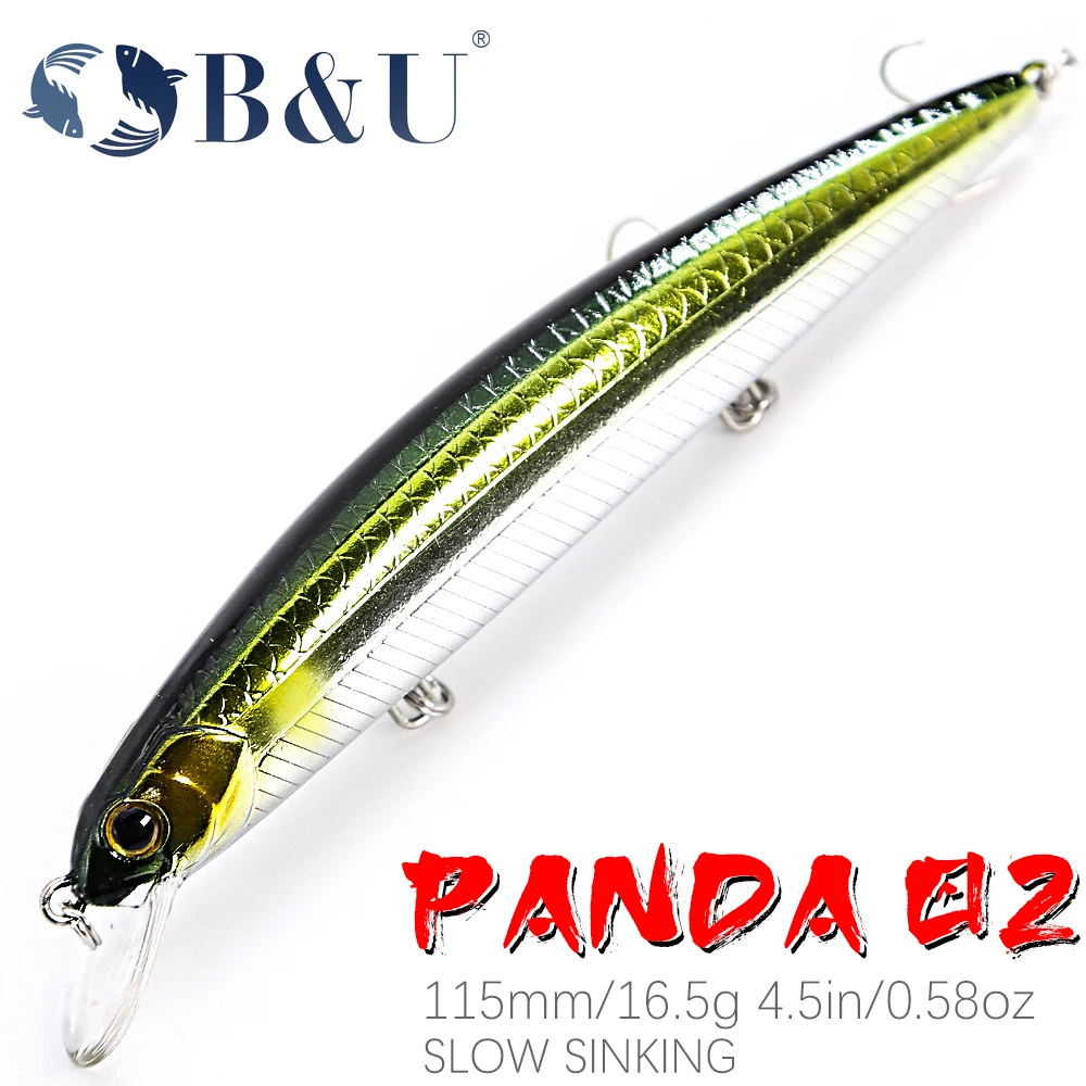 

B&U 115mm Ultra Long Casting Slow Sinking Wobbler Minnow Hard Bait Flounder Sea Bass Saltwater Sea Fishing Lure Depth 0.8-1.5m