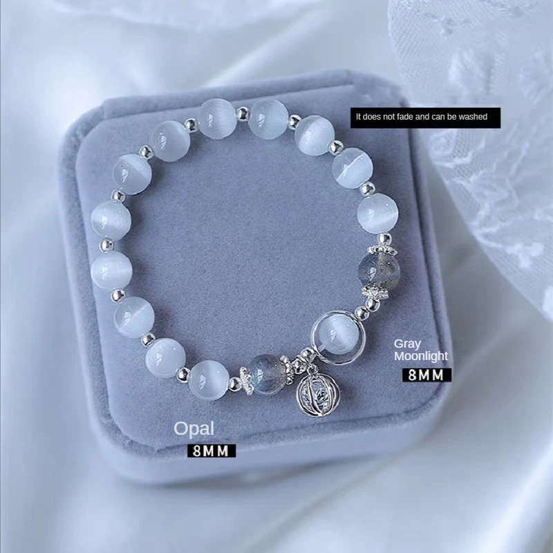

Opal Bracelet 2022 New Trend Crystal Elastic Rope Design Sterling Silver Hollow-out Pendant Cute Jewelry Free Shipping Offers
