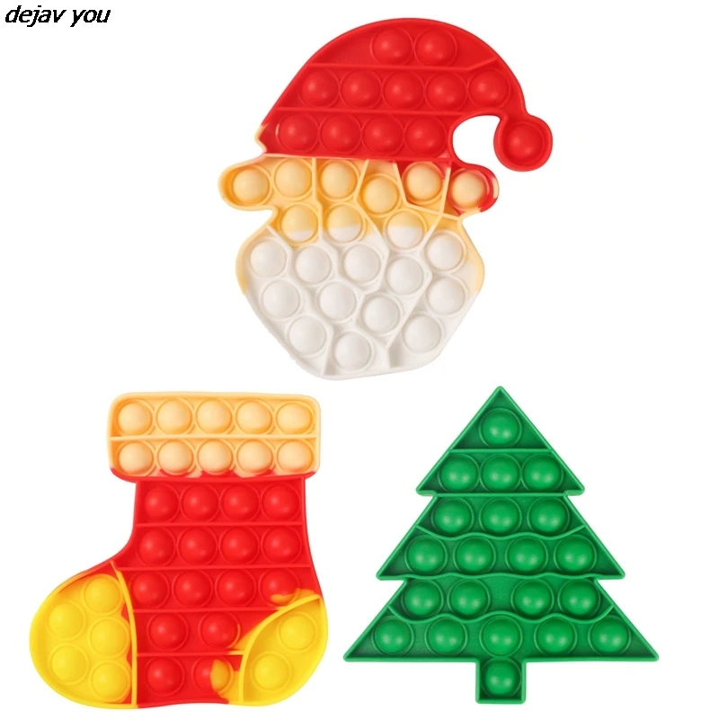 

New Christmas Series Children's Educational Decompression Toy Funny Push Bubble Reliver Stress Silicone Toys Fidget