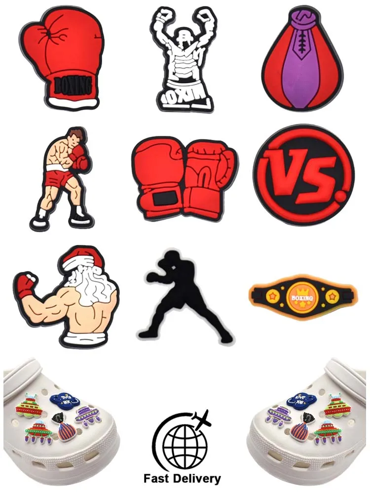 

1Pcs PVC Boxer Red Gloves for Croc Charm DIY Shoes Ornaments Badge Women Clogs Buckle Kids Pins Decoration Jeans Party Favors