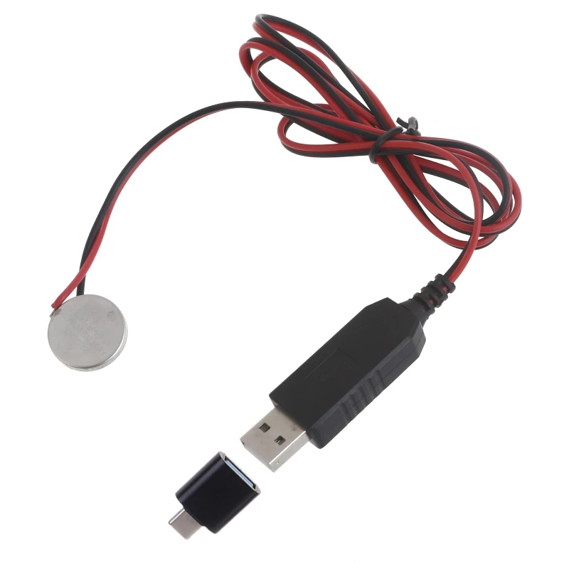 Фото USB-3V CR2032, фиктивная батарея, надежный источник питания с адаптером для дистанционного управления игрушками, Прямая поставка №1