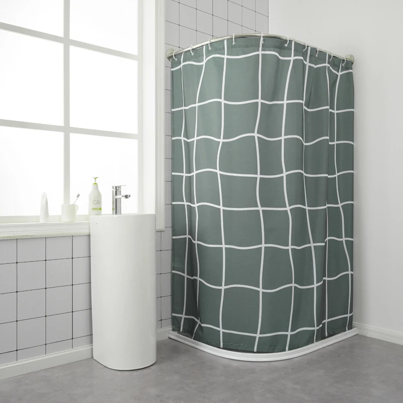 

Занавеска для душа в зеленую клетку для ванной комнаты, 180x180, современный водонепроницаемый домашний декор, прочная втулка, 1 шт., дешевая зан...