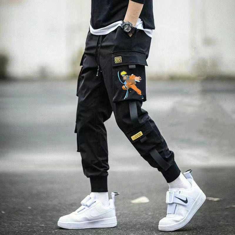

Thin cargo ninja student loose fashion casual footband teen elasticated pants for men