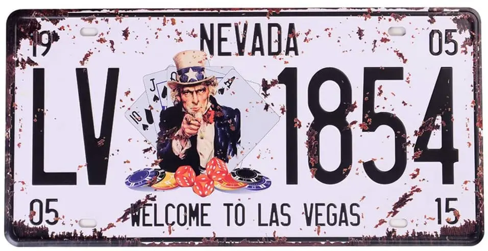 

Nevada License Plate,Welcome to Las Vegas , Retro Vintage Auto Prop Vanity Number Tags, Home Car Garage Bar Vehicle