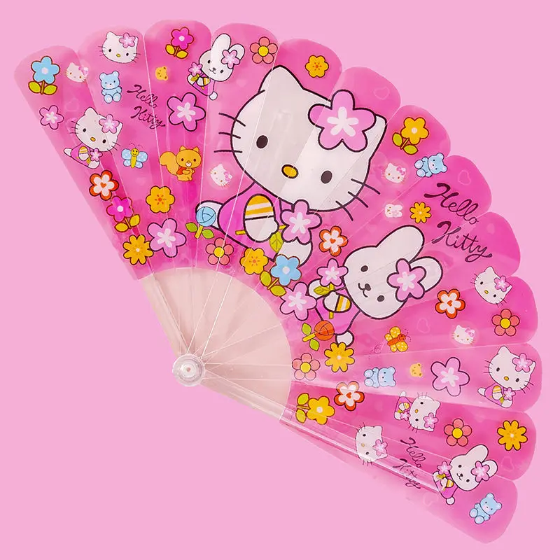 

Hello Kitty Super Cute Cartoon Folding Fan Summer Portable Folding Fan Cute Girl Heart Student Folding Fan Plastic Fan