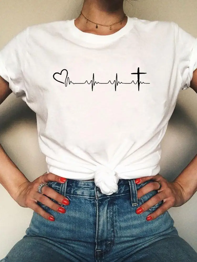 

Short Sleeve Summer T Clothing Print Fashion Faith Trend Printing Casual T-shirts Women Female Graphic Tee Aesthetic Clothes