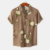 2022 summer mens short sleeve printed shirt hawaiian print blouse vintage short sleeve lapel casual shirts button down shirts