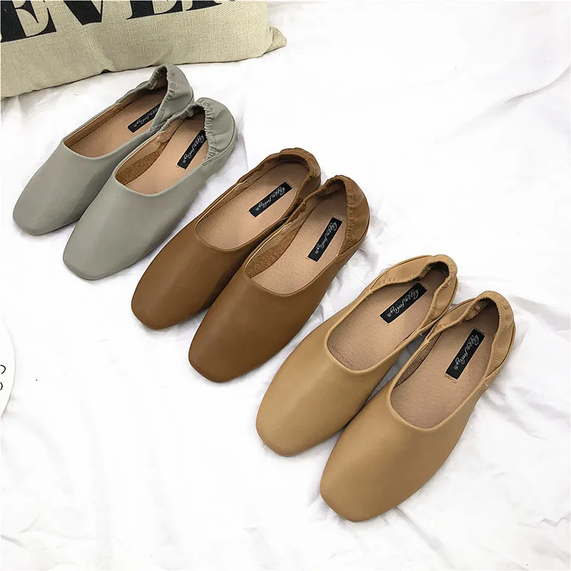 

Туфли женские на плоской подошве, простые лоферы с квадратным носком, с закрытым носком, универсальные туфли, обувь без каблука