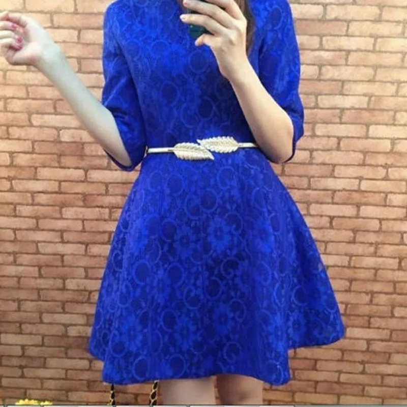 

Ремень женский эластичный, тонкий металлический пояс в форме цветка, листка, Свадебный дизайнерский пояс