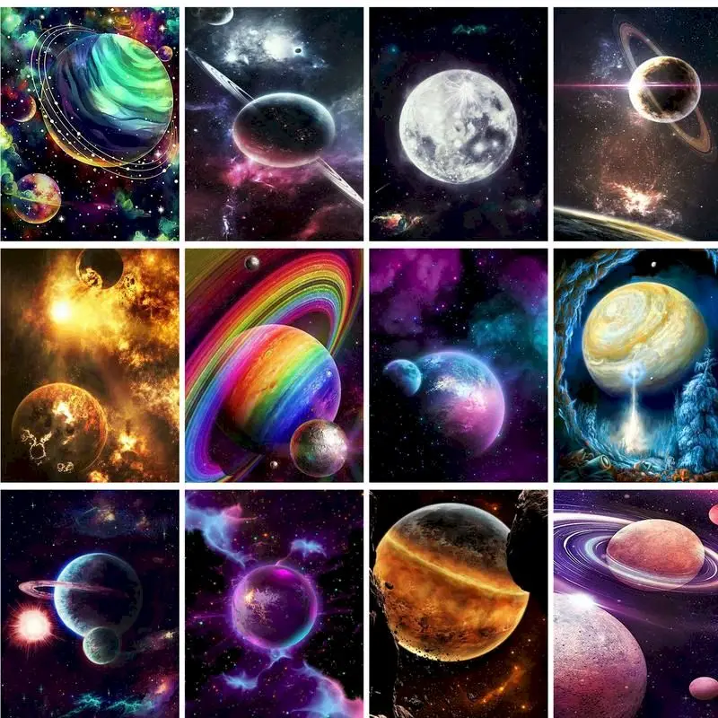 

GATYZTORY Oil Painting By Number Planet Scenery Drawing On Canvas DIY Pictures By Numbers Kits Hand Painted Paintings Home Decor