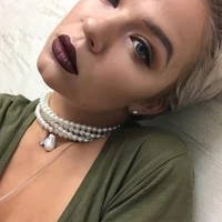 temperament simple multi layer pearl necklace exaggerated explosion style baroque shaped creative clavicle trend chain women
