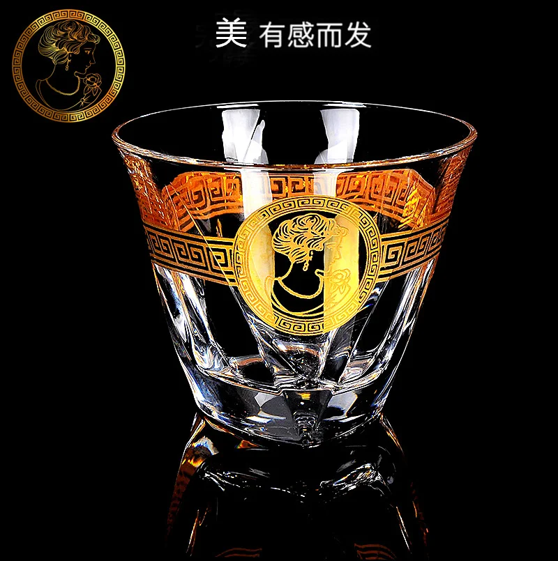 New crystal gold whisky glass, Baijiu, glass and water glass