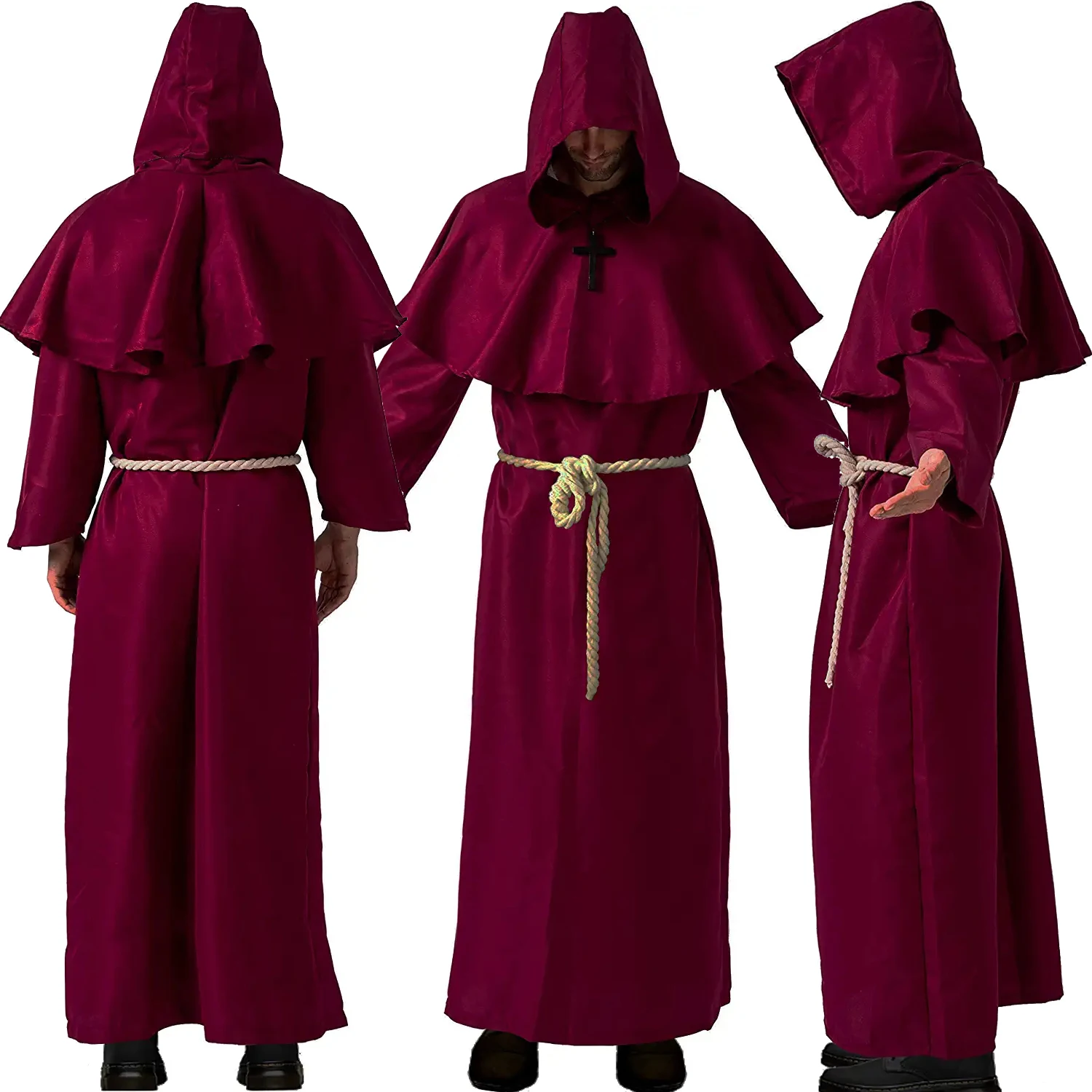 

New Unisex Halloween Robe Hooded Cloak Costume Cosplay Monk Suit Adult Role-playing Decoration Plague Doctor Reaper Clothing