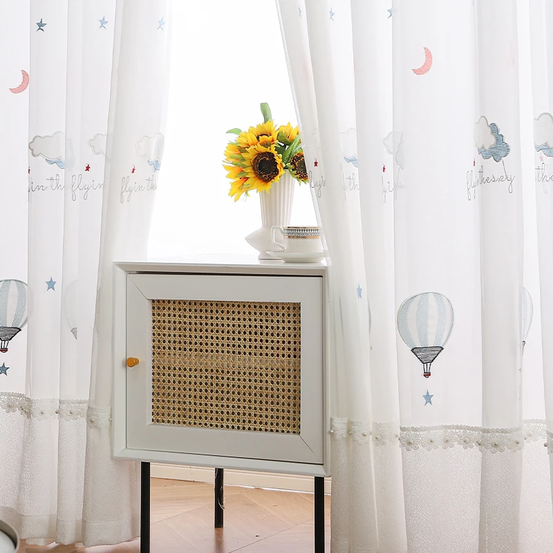 

Мультяшные воздушные шары, прозрачные Занавески для детей, для мальчиков, для спальни, шитье, вышивка, вуаль, драпировка, эркерное оформлени...