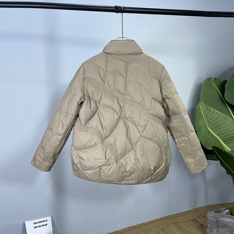 Down Jacket Women's Short Section 2022 Autumn Winter New Light And Warm Fashion All-Match Simple 90 White Duck Down Coats Female