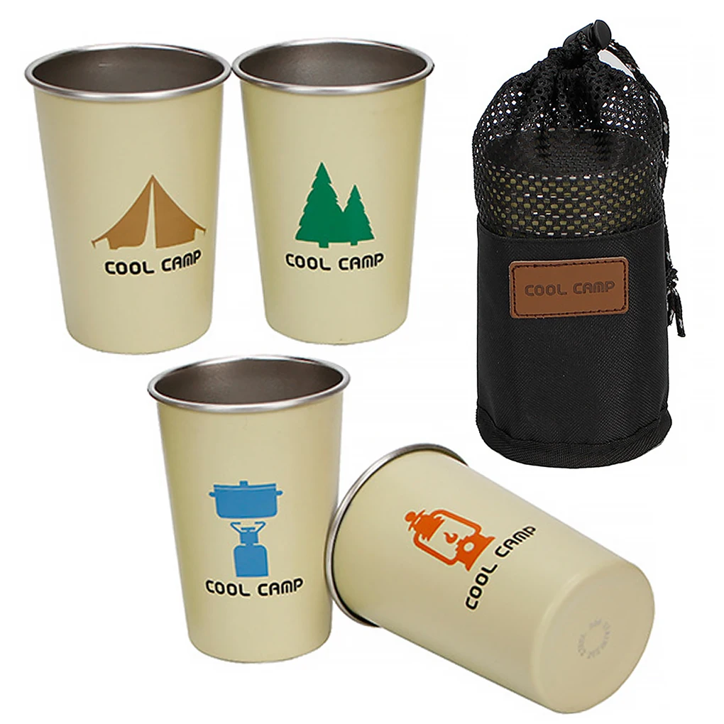 

4 Pieces Coolcamp Water Bottle Cup Backpacking Drinkware with Storage Bag