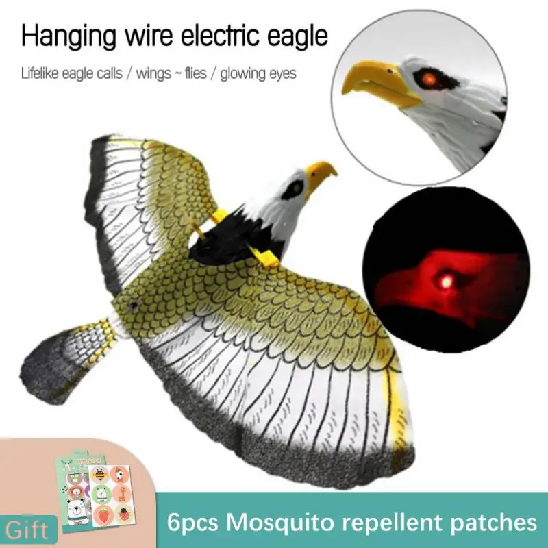 

Luminous Bird Repellent Hanging Eagle With Music Flying Bird Scarer Garden Decoration Portable Flying Bird Garden Decor Supplies