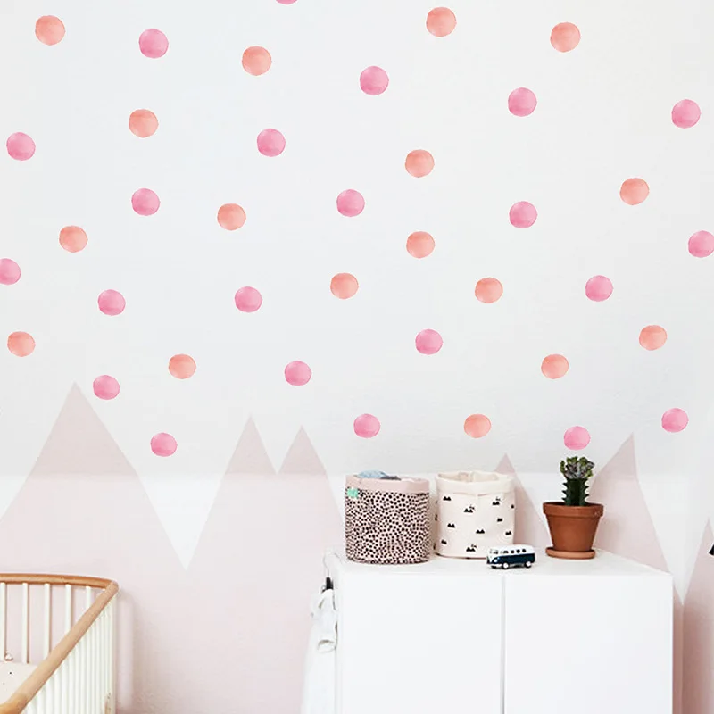 

Polka Dot Wall Decals Watercolor Pink Wall Sticker for Kids Baby Girls Living Room Bedroom Playroom Nursery Decor