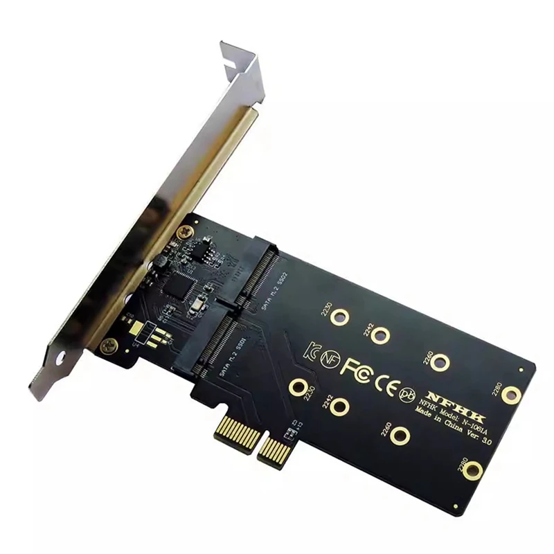 Фото Адаптер PCI-E — M2 Адаптер PCI Express X1 2-портовый B Key M.2 NGFF SATA SSD Адаптер PCIE M2 Карта расширения Riser Card-ABVP №4