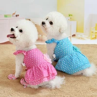 veil floral fancy dress for pet dog pure cotton skin protect puppy summer clothes york dog party spring overall cat tutu skirt