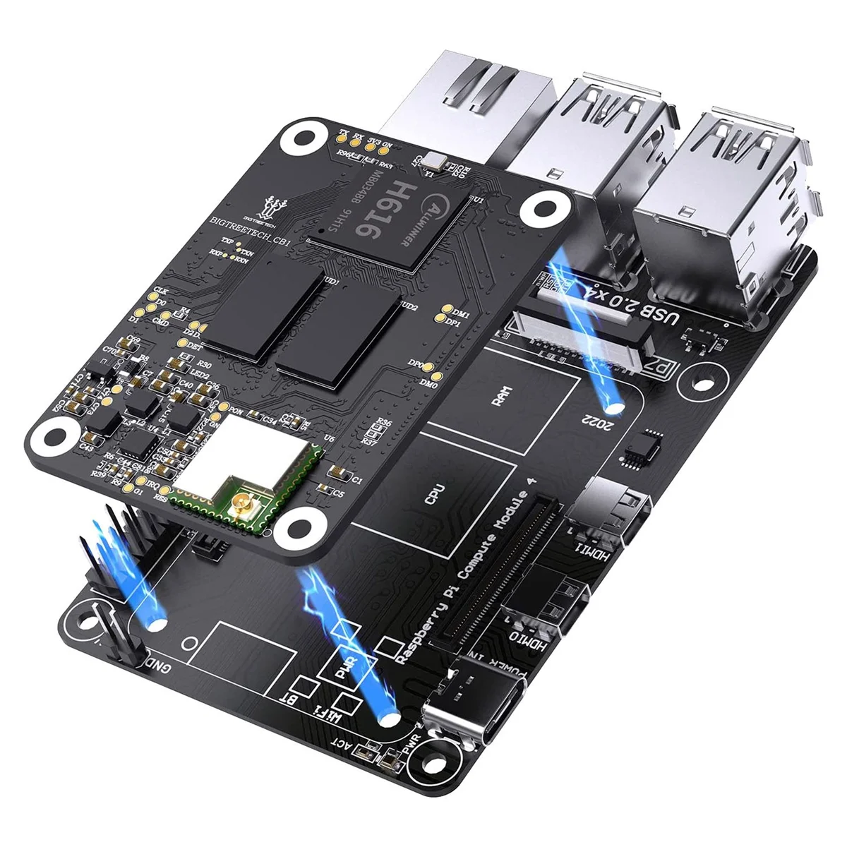 

BIGTREETECH CB1 V2.2+Pi4B Adapter Panel Board Kit,For SKR 3 Board To Run Klipper VS Raspberry-Pi 4/3B for Voron 3D Printer