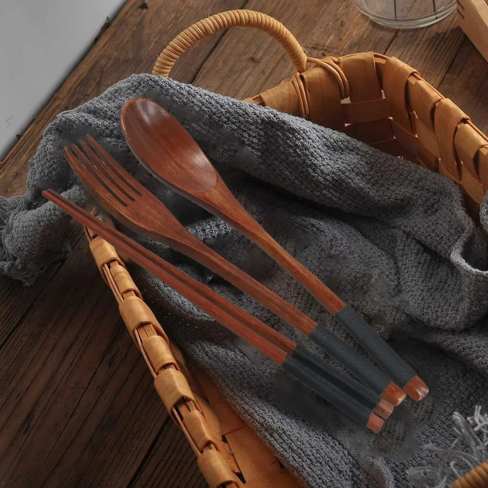 3 шт. набор деревянных столовых приборов