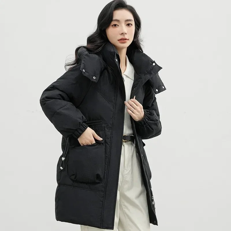 2024 женская зимняя куртка модные теплые пуховые пальто с капюшоном стеганые