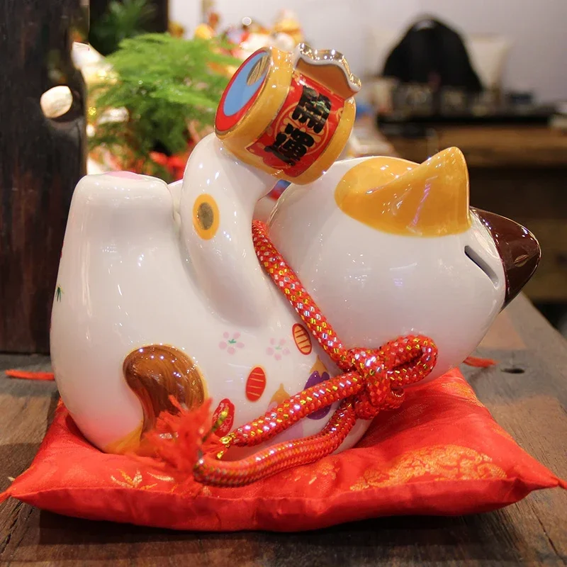 8-дюймовый керамический орнамент Maneki Neko Lucky Cat копилка Fortune фигурка украшения дома
