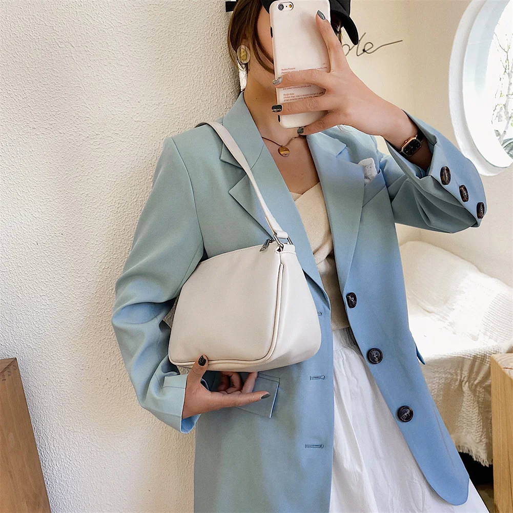 

Модная сумка через плечо для женщин, однотонные мягкие кожаные дамские Классические Элегантные сумочки на плечо