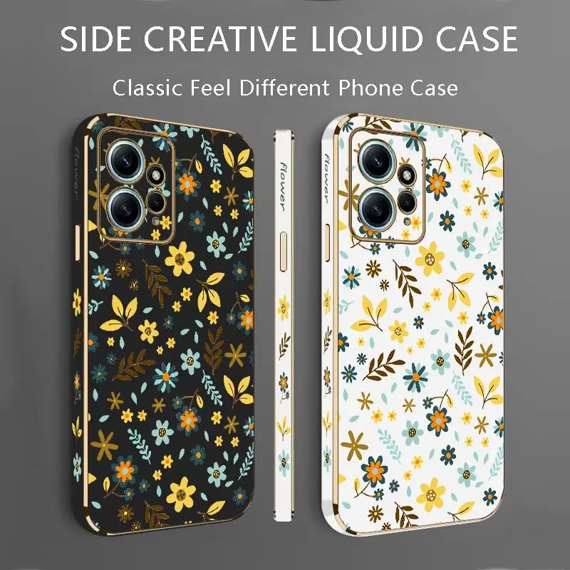 Clear Flower Luxury Plating Phone Case For Xiaomi Redmi Note 11 Pro Plus 12Pro Plus 11 11S 10 Pro 12 9S 8 Pro Cover
