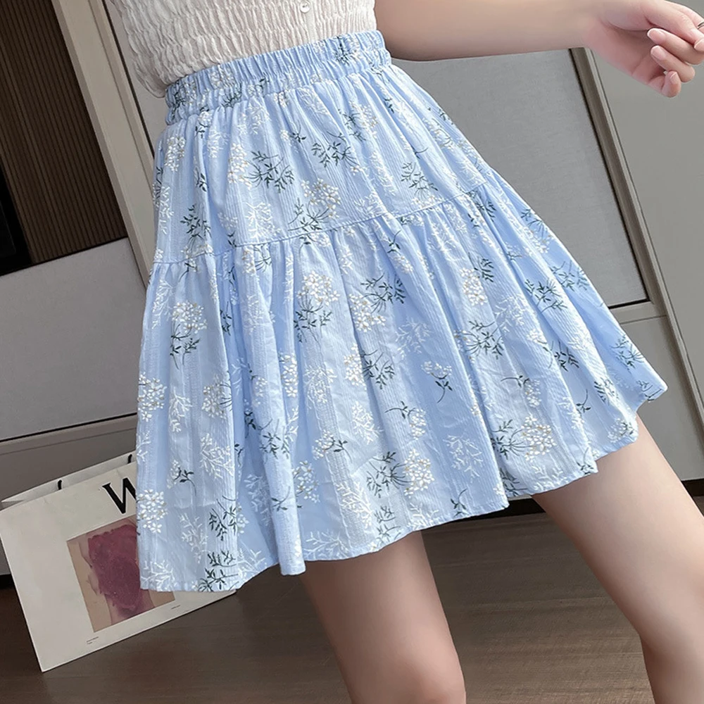 Мини-юбка женская летняя плиссированная с поясом на резинке |