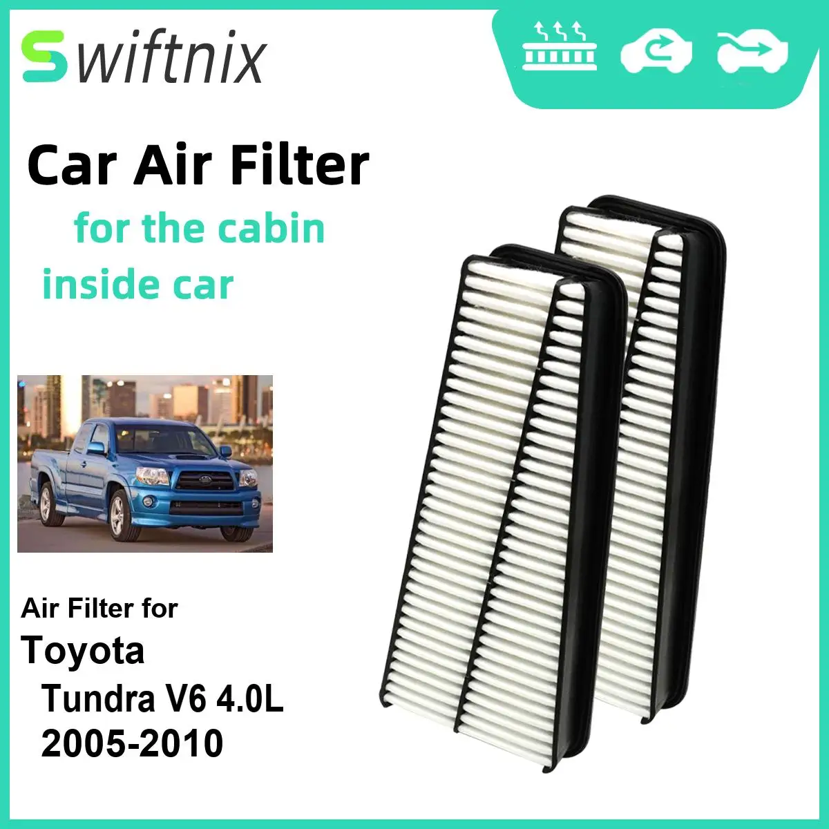 Воздушный фильтр двигателя Calm Carbon Fiilter для салона Toyota Tundra V6 2005-2010 CA9683 17801-0P010 17801-31090