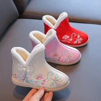 girls winter boots kids cotton boots chinese traditional floral embroidered shoes children ankle boots for performance ethnic