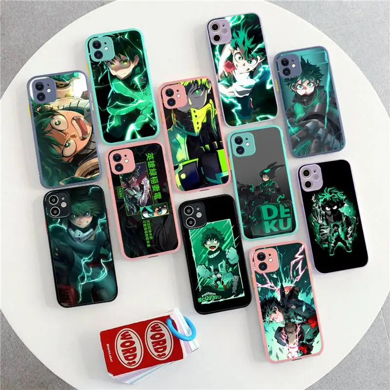 

Deku My Hero Academia Phone Case for iPhone 14 11 12 13 Mini Pro Max 8 7 Plus X XR XS MAX Translucent Matte Cover