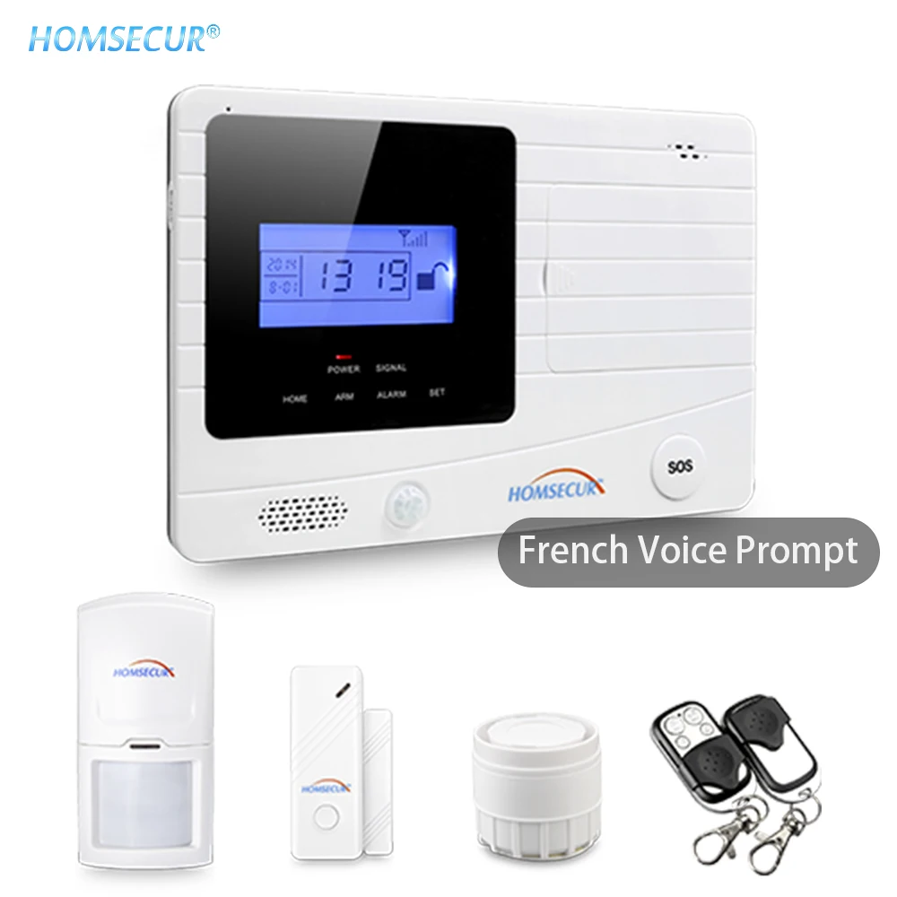 HOMSECUR (French Voice Prompt) Wireless & Wired GSM Autodial Home Alarm Burglar System With Andorid/iPhone APP PIR Motion Sensor