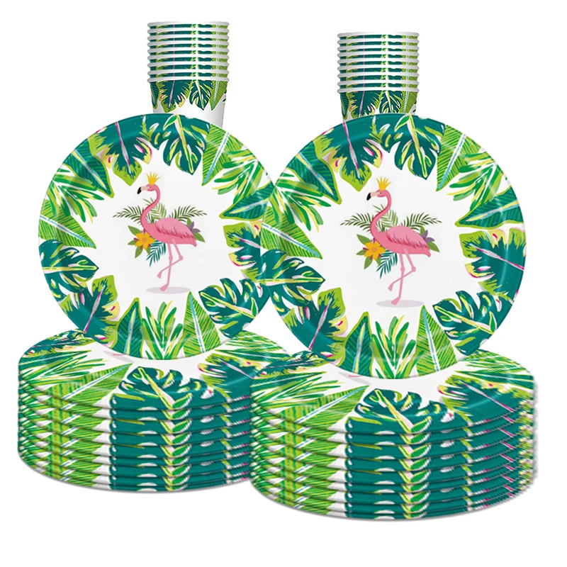 Одноразовая посуда для вечевечерние НКИ в гавайском стиле с фламинго бумажные