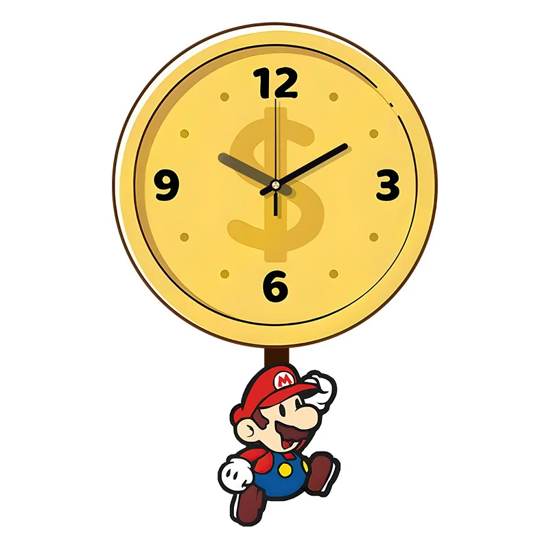 Фото Настенные часы Super Mario из дерева с бесшумным механизмом, милые мультяшные часы для декора дома, для гостиной, спальни, детской комнаты №5