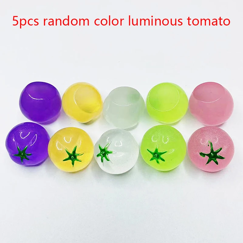 

5Pcs Colrful Luminous Mini Tomato Ornament Simulation Resin Fruit Ornaments Car Decorations Accessories