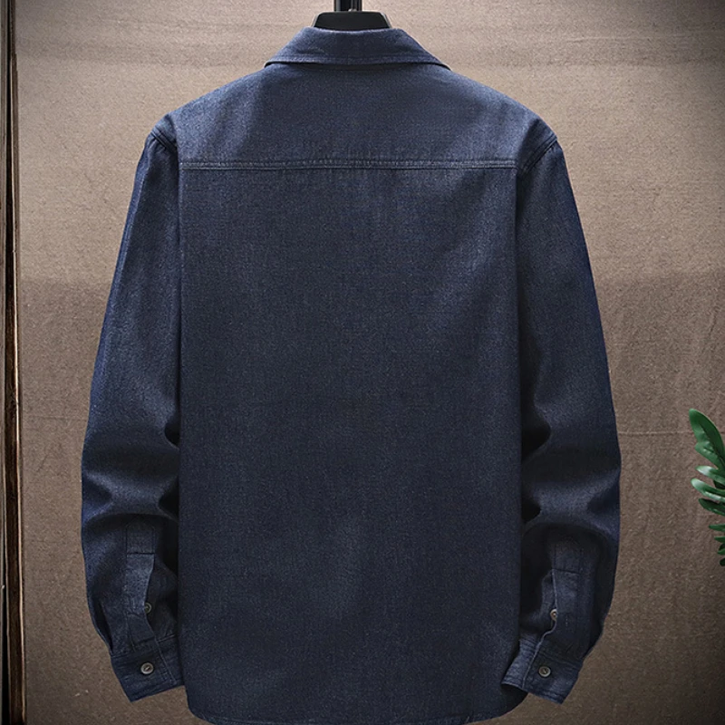 Мужская хлопковая джинсовая рубашка Повседневная Свободная тонкая Классическая