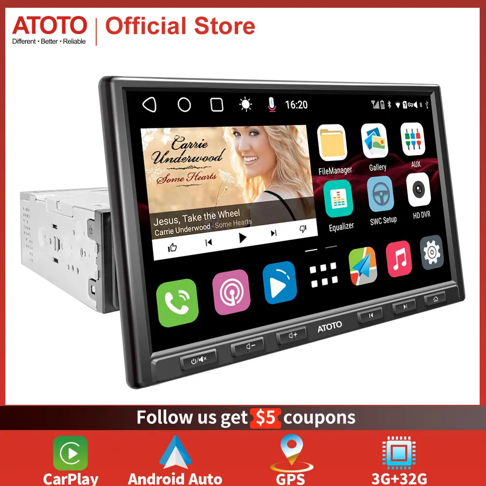 

ATOTO Car Stereo 8 Inch Wireless WiFi Bluetooth Car Stereo Android 10.0 Audio Receiver 1 din Video Multimedia Players USB 4G