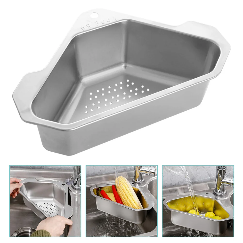 

Basket Creative Triangle Filter Basket Multipurpose Drain Basket Kitchen Gadget for Hotel Restaurant Home
