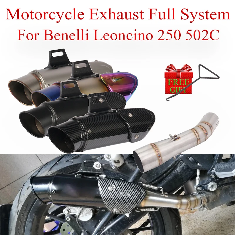 

Motorcycle Exhaust Full System Link Pipe Slip On For Benelli Leoncino 250 For Benelli 502c TRK502C Modified Moto Escape Muffler