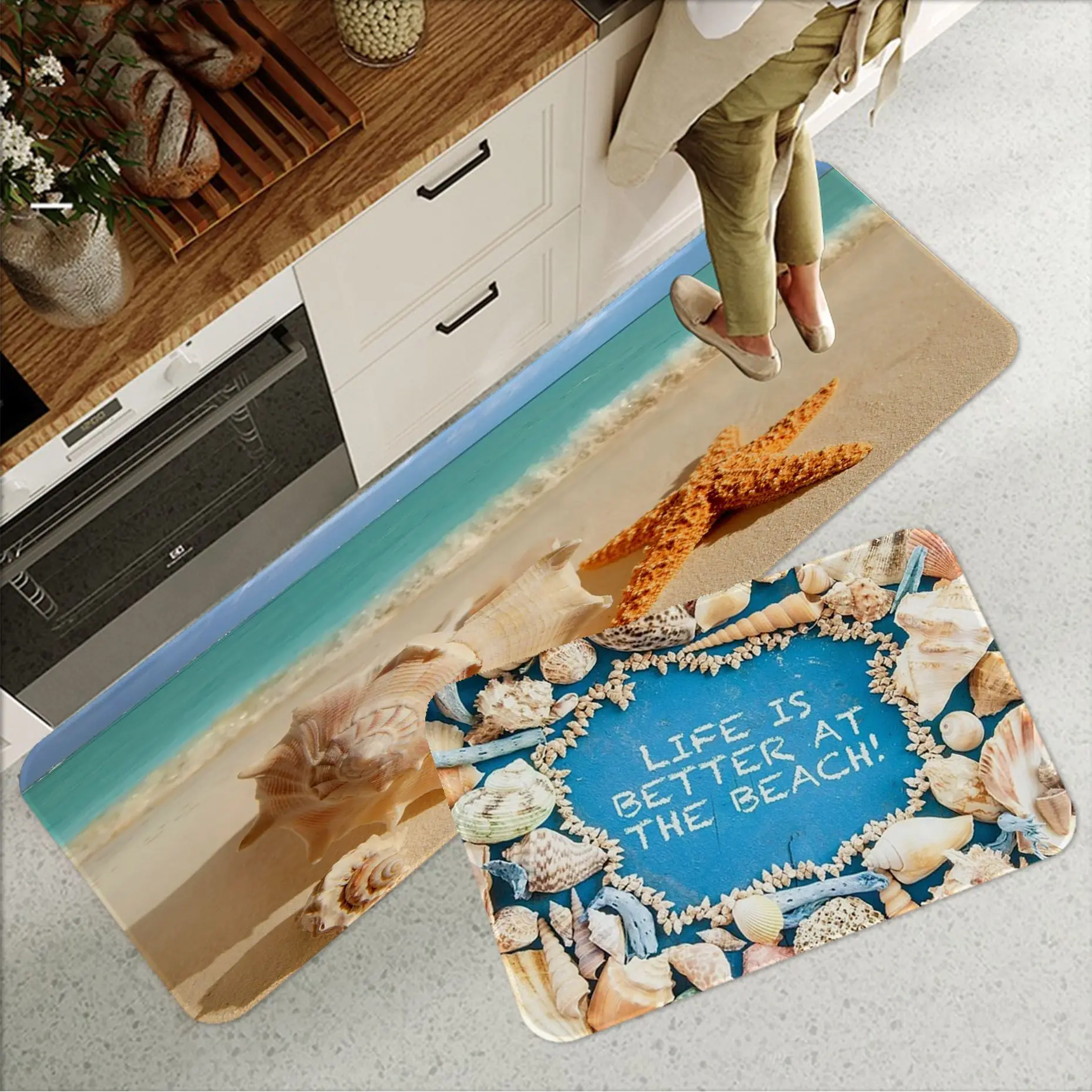 

Sea Ocean Doormat Beach Starfish Pattern Bathroom Mat Retro Multiple Choice Living Room Kitchen Rug Non-Slip Hotel Decor Mat