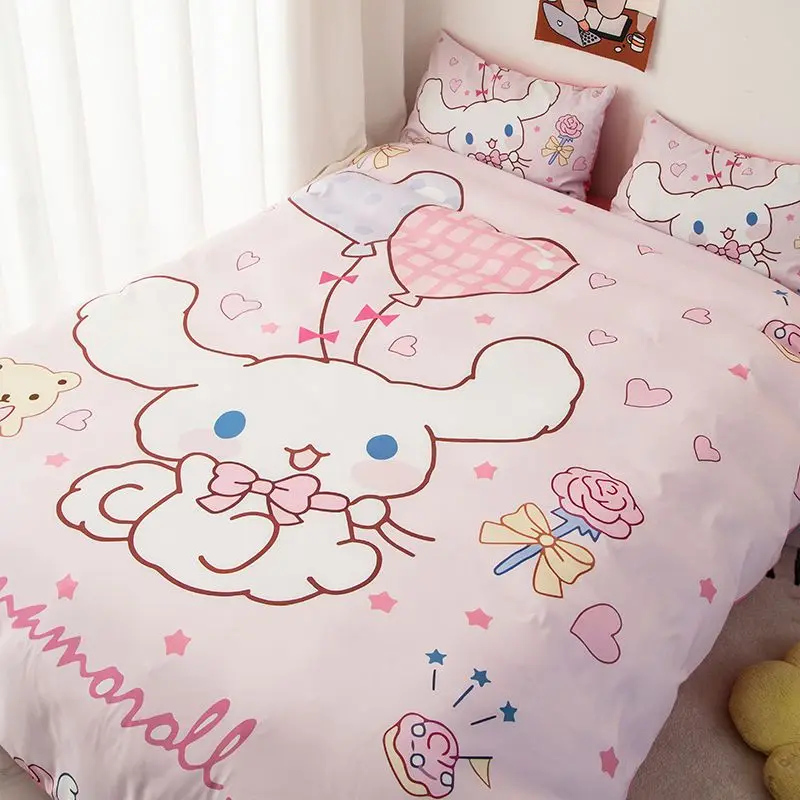 

Sanrio series cinnamon dog cute big-eared dog four-piece set children's bed sheet quilt cover double student dormitory bedding