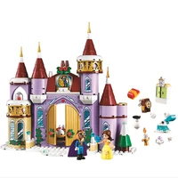 new beauty and the beast belles winter castle celebration compatible girl diy building blocks assembling toys for children gift