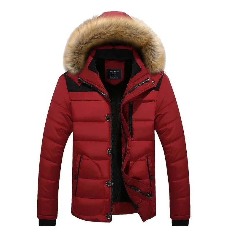winter jackets for mens jacket Fur collar hooded puffer cotton padded jacket fleece coats vestes jaqueta masculina men clothing